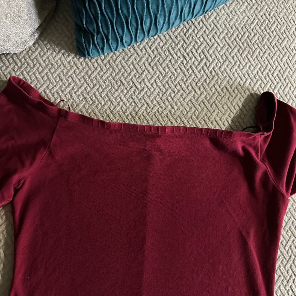 Express -Maroon shirt dress wide square neck - Picture 4 of 4